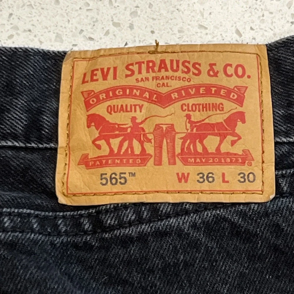 Levis 565 Jeans 36x30 Loose Fit Straight Black Fade Baggy Grunge Fits 36x28
